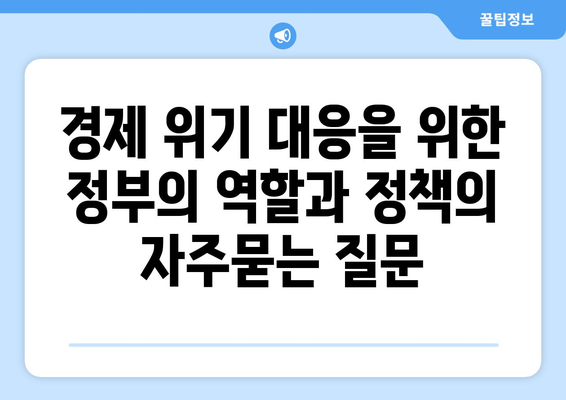 경제 위기 대응을 위한 정부의 역할과 정책